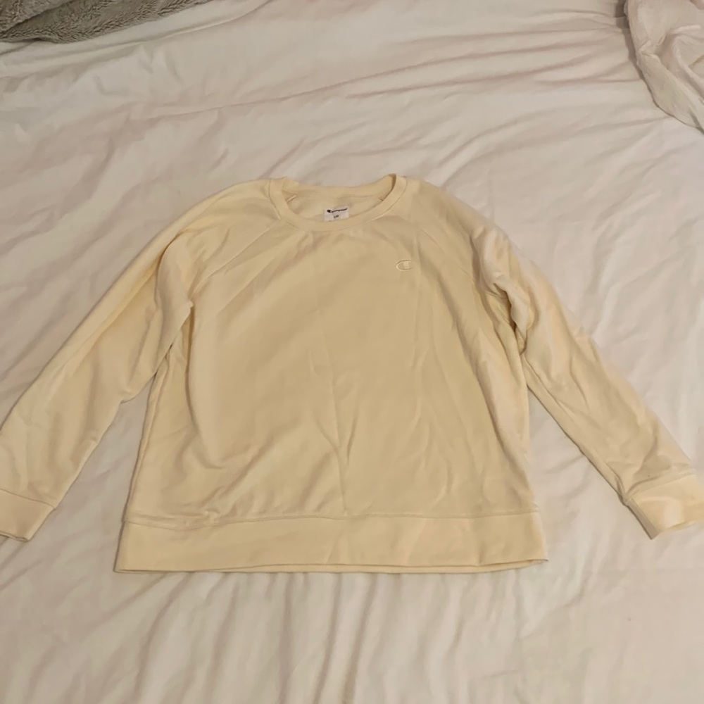 Champion light yellow crew neck sweatshirt